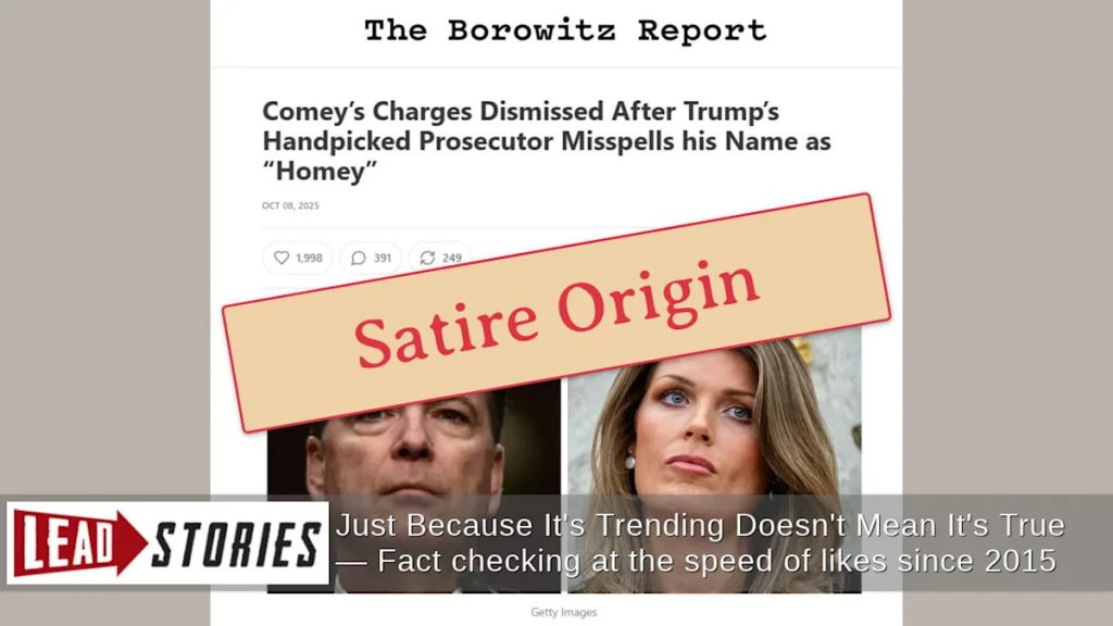 Comey Case Continues; No Dismissal of Charges as of October 2025