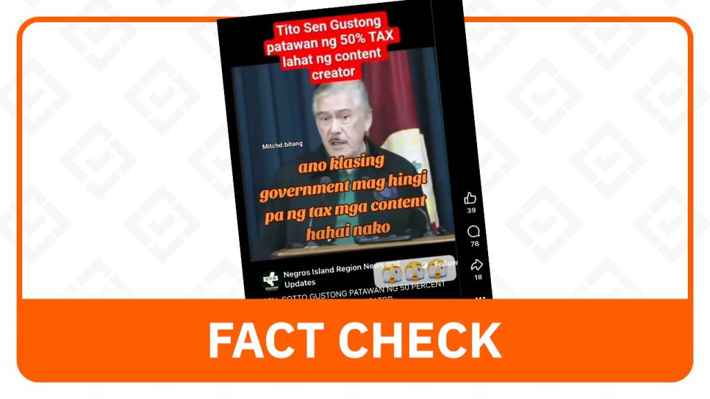 Senate President Sotto’s Proposal for 50% Tax on Content Creators Revealed as AI Manipulation