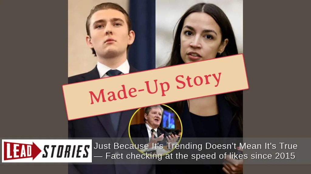 AOC and Barron Trump Confrontation Reports Debunked: No Video Evidence of Alleged Incident