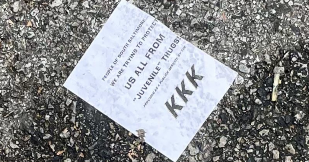 Racist Flyers Found Distributed Throughout South Baltimore Neighborhood