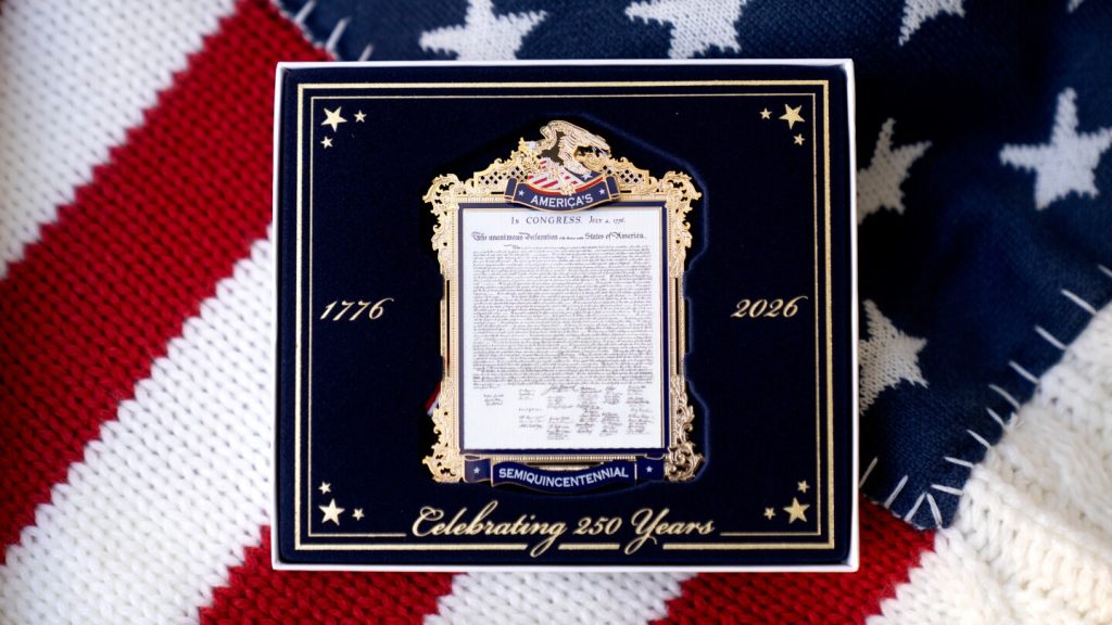 America will celebrate its 250th birthday next year. There’s a commemorative ornament for it