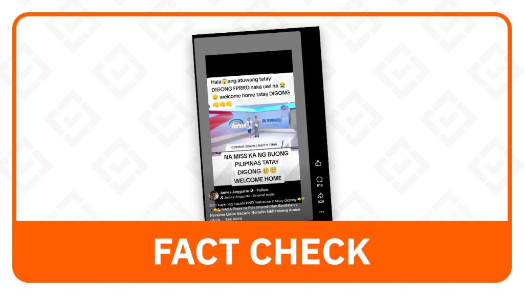 Duterte’s Return to Philippines Falsely Reported in Manipulated News Clip