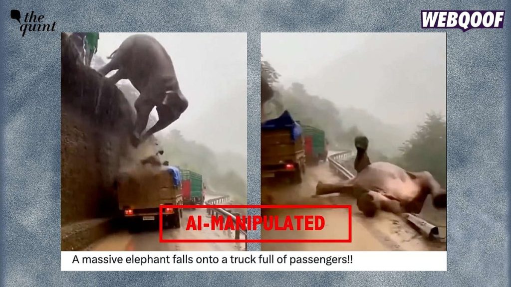 Viral “Elephant Falling on Truck” Video Confirmed as AI-Generated