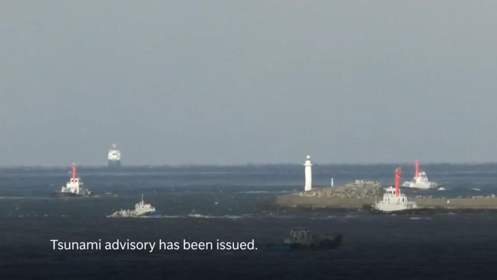 A 6.9 magnitude earthquake causes small tsunami waves off northeastern Japan