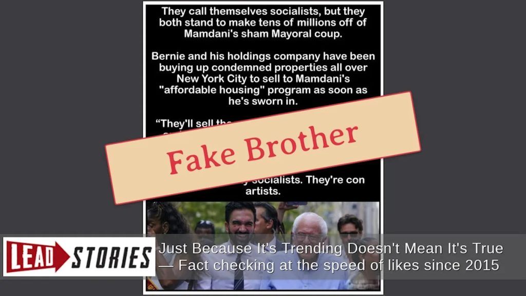 Mayor Adams Does Not Have Brother Named ‘Lucas Mamdani,’ No NYC Property Deals With Sanders