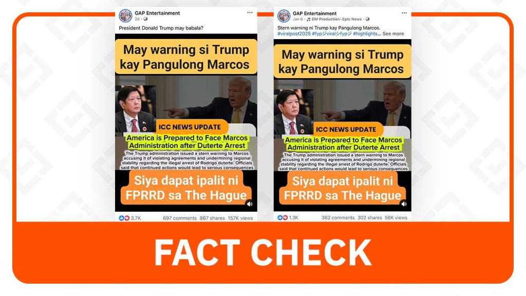 Trump Never Warned Marcos About Facilitating Duterte Arrest