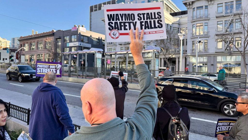 Lyft and Uber drivers protest Waymo robotaxis as California considers further regulations