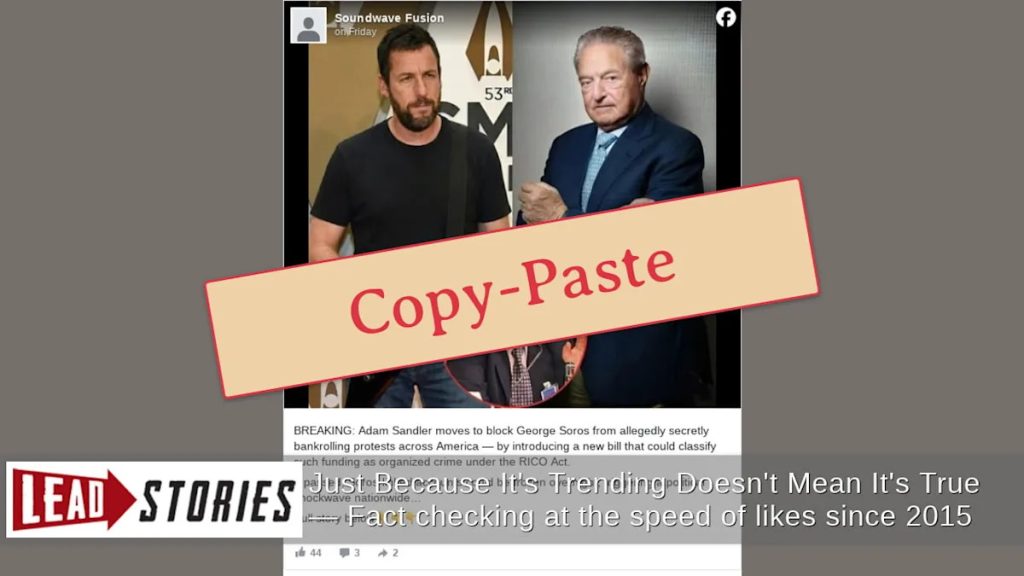 Claim That Lawmakers Introduced Bill Targeting Soros-Funded Protests Under RICO Act Is False