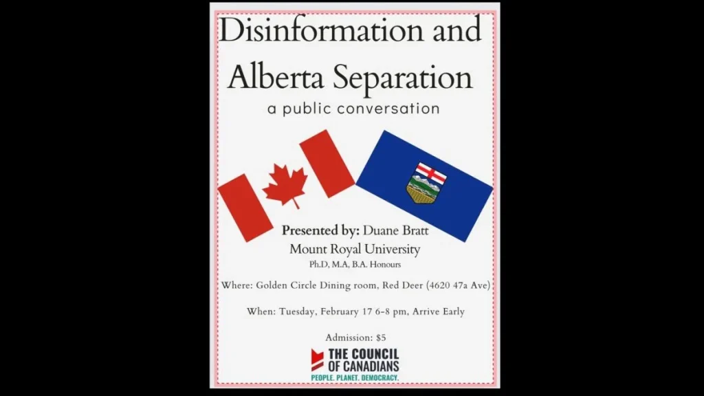 Upcoming Tuesday: Public Discussion on Disinformation and Alberta Separation