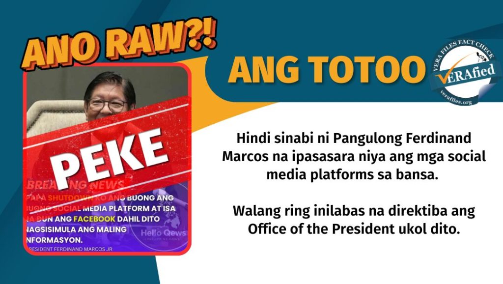 Former President Marcos Did Not Order Social Media Shutdown, Officials Clarify