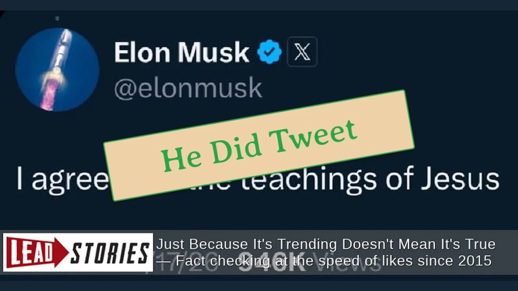 Elon Musk Tweets Support for “Teachings of Jesus”