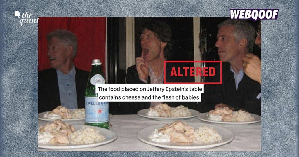 False Photo of Epstein, Clinton, and Jagger Circulates With Baseless Cannibalism Claims