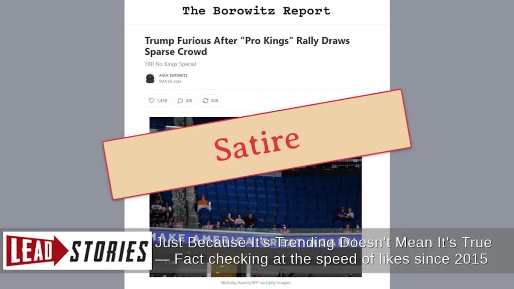 Satirical Article Falsely Claims Trump Furious Over Poorly Attended ‘Pro Kings’ Rally