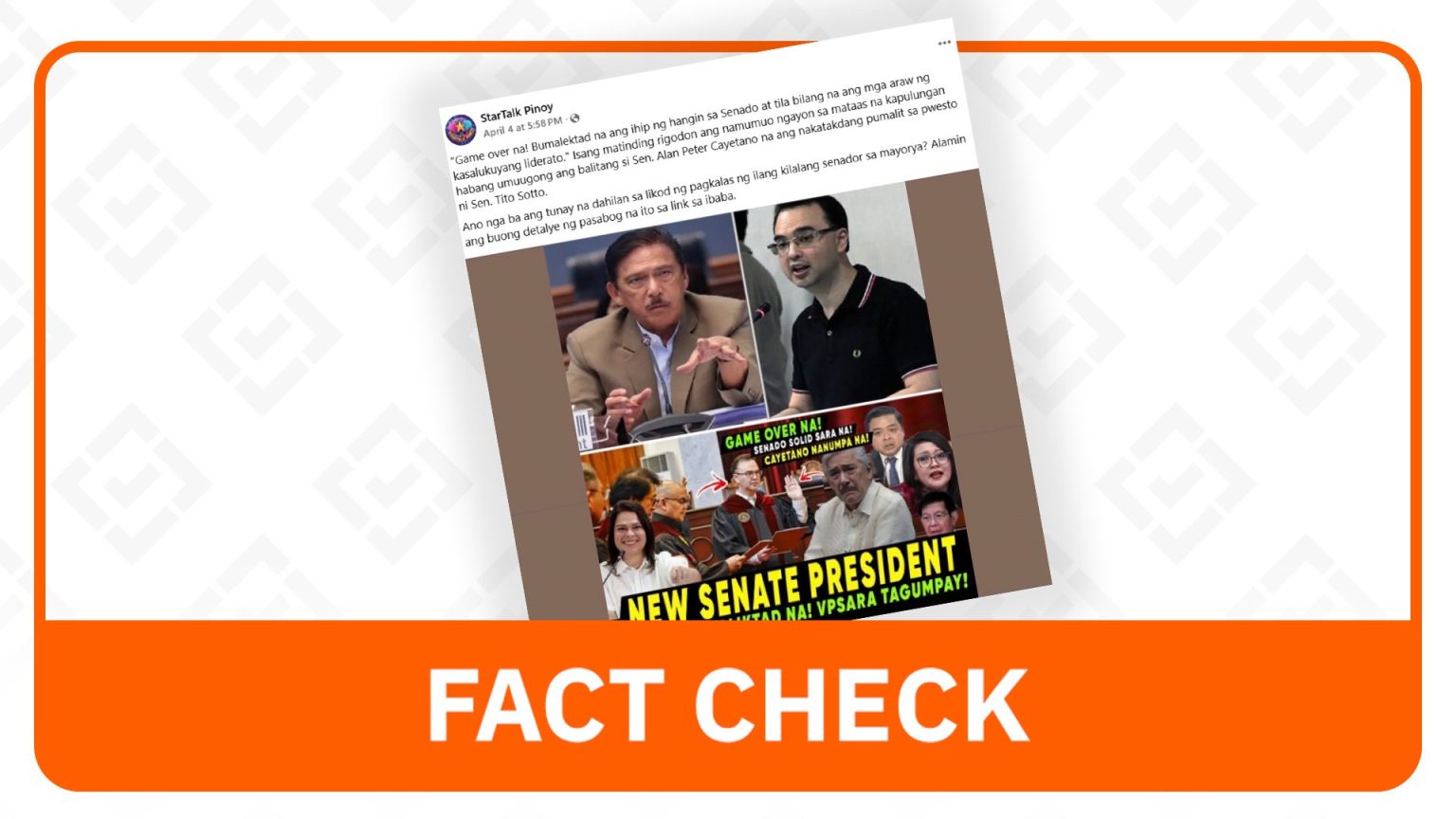FACT CHECK: Old Photo Circulates With False Claim That Cayetano Is New Senate President