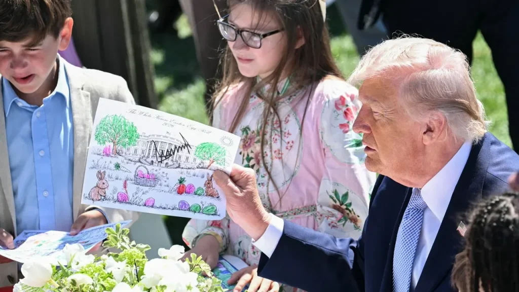 Trump Criticizes Biden for Autopen Use During White House Easter Egg Roll Interaction